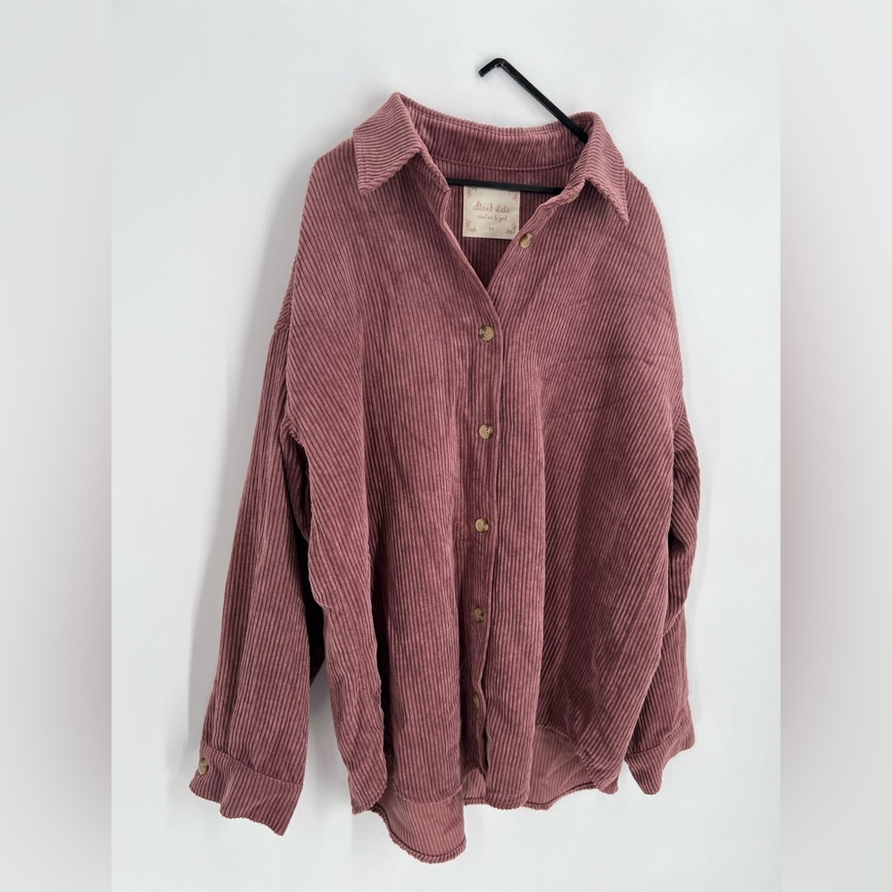 Altar’d State Oversized Corduroy Button Down Shirt Shacket - Picture 4 of 7